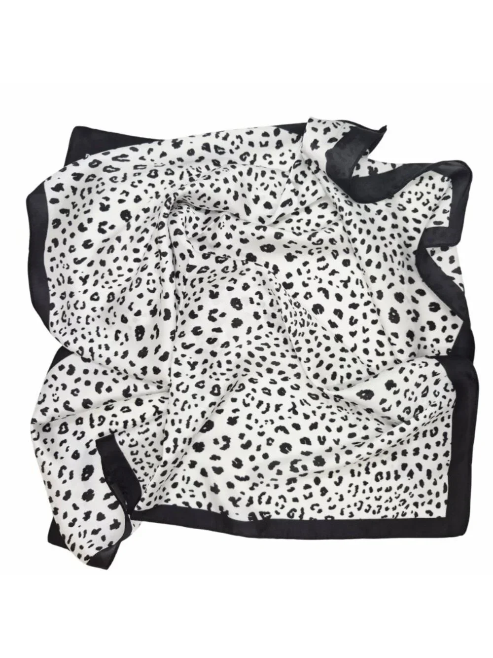 ✨Elegant Bandana Square Scarf Silky Satin Cheetah Print Leopard White Black New